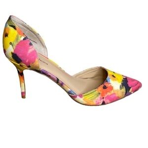 Town Shoes Gomez Vibrant Colourful Floral Sexy Pump Slip On Heels Size 8.5